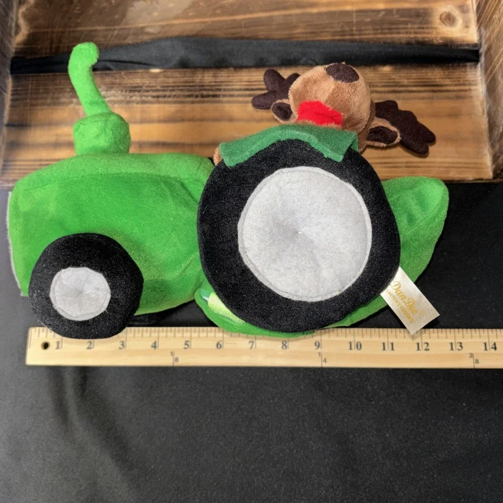 Dan Dee Deer Plush Grandma Got Ran Over Music Reindeer on Green tractor